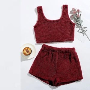 Teddy Bear Faux Fur Lounge Pajama Set